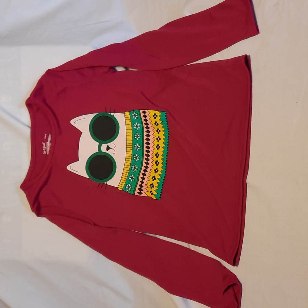 Cat&Jack t-shirt, size 7/8, hot pink, picture of cat